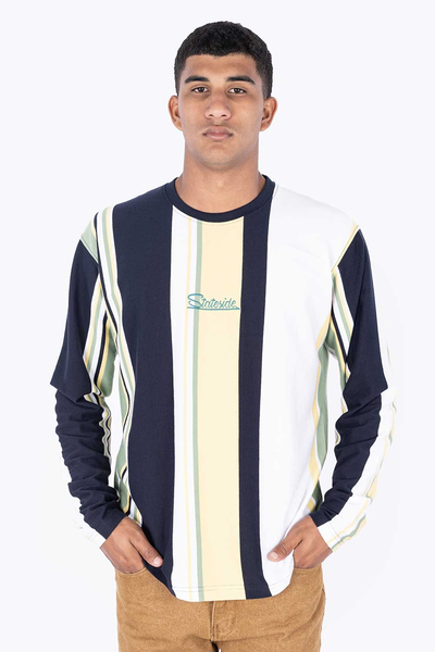 Stateside Mens Stripe L/S Tees - Triton