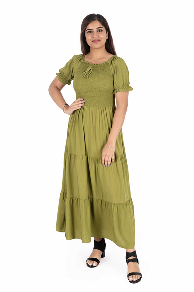 NIFTY SOUL SMOCKING LONG DRESS